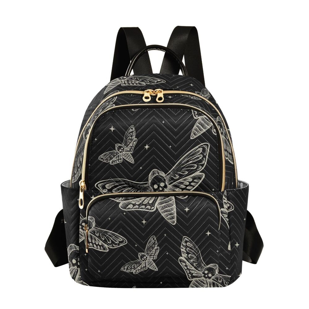 7007 Mini Backpack Gothic Skull Butterfly Moth Fashion Backpack Purse